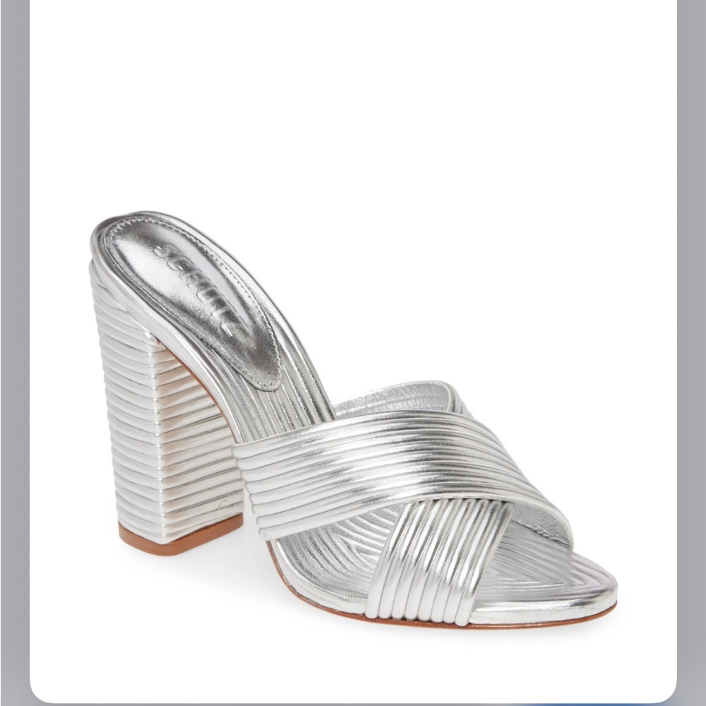 SCHUTZ Metallic Silver Mules
